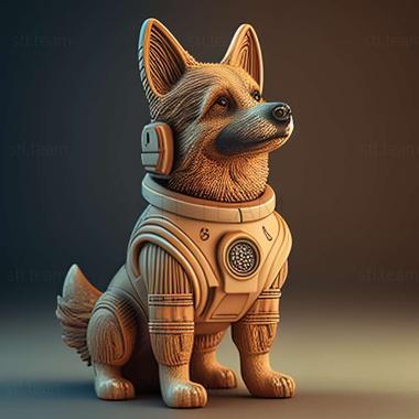 3D модель Храбрый космонавт собака известное животное (STL)